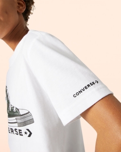 Converse Printed Sneaker Erkek Çocuk Tişört Beyaz | 2067491-Türkiye